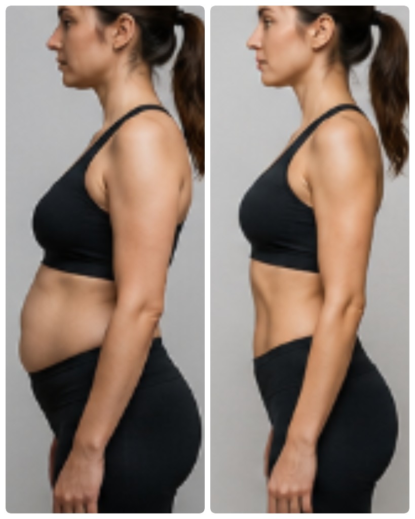 Vertical fitness transformation before and after collage