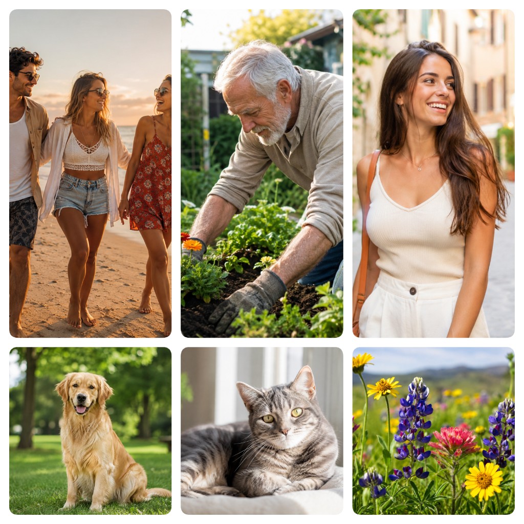 Mixed grid mood board with portrait and square cells