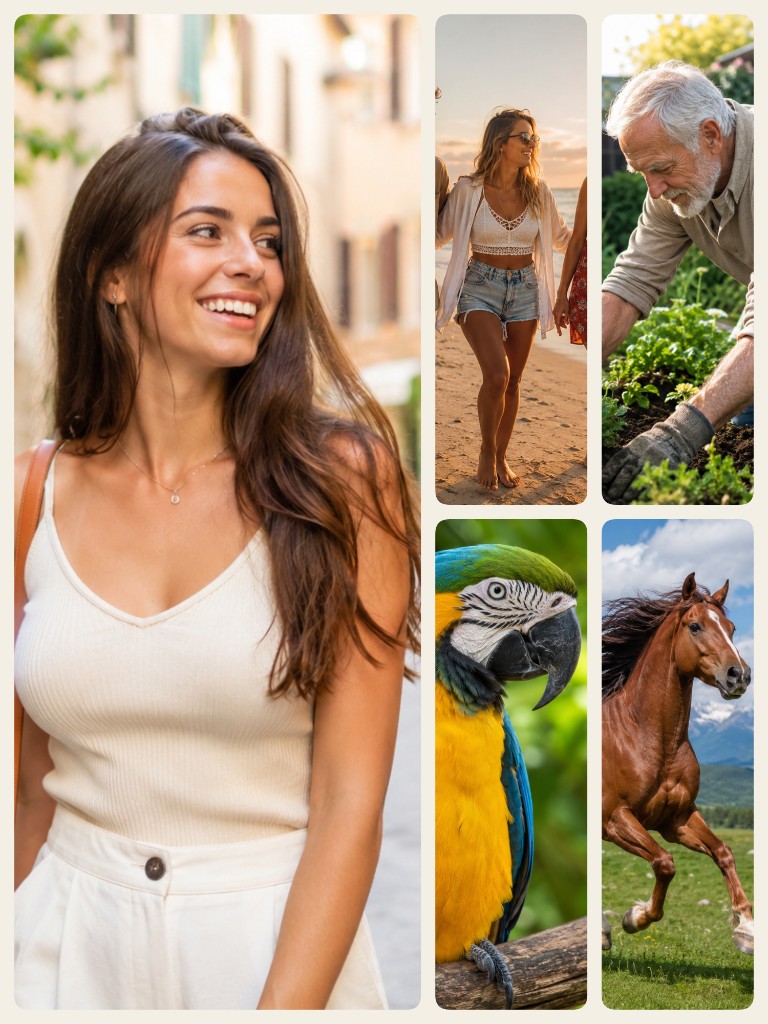 Portrait template with city hero and four vertical photo strips